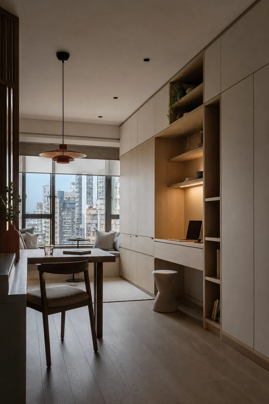 香港高密度住宅的一屋多用整牆收納與工作空間設計